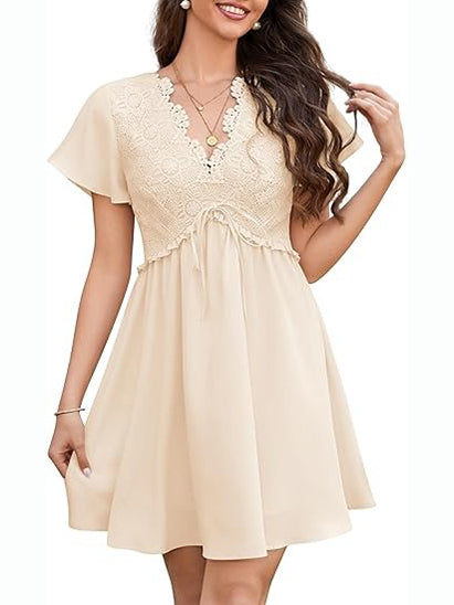 Women's Floral Lace Boho Mini Dress