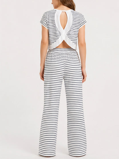Women's Casual Striped Two Piece Co Ord Set