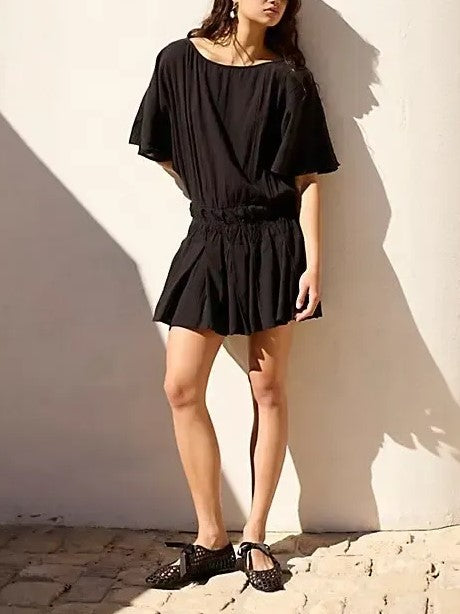 Women's Elastic Waist Short Sleeve Dress