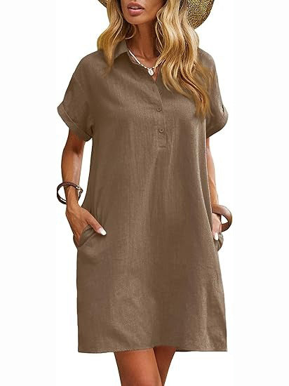Women's Casual Summer Cotton Shirt Dress