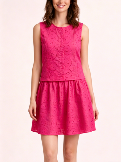 Women's Graceful Hollow-Out Sleeveless Two-Piece Dress