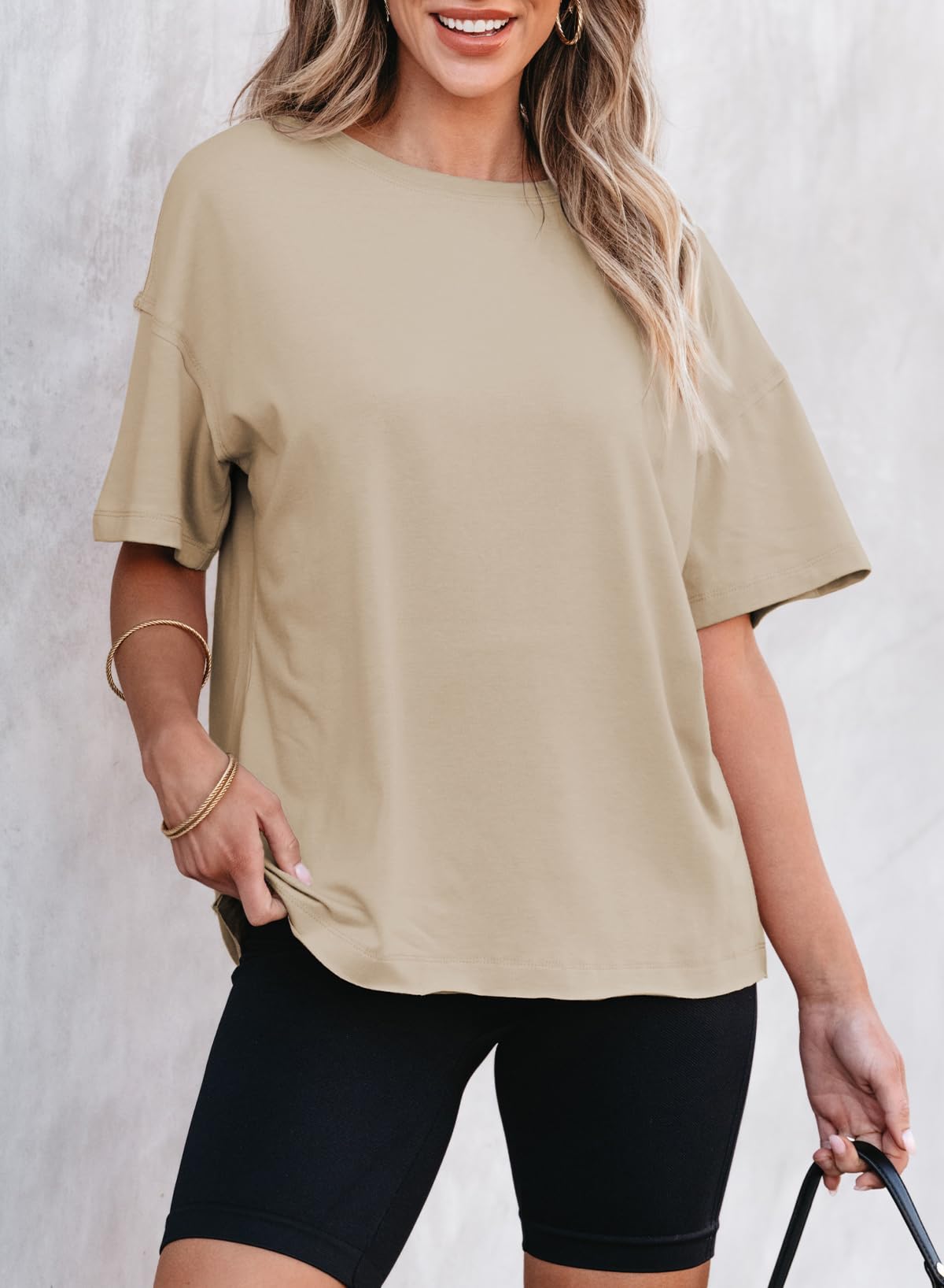 Women's Solid Color Round Neck Short Sleeve T-shirt