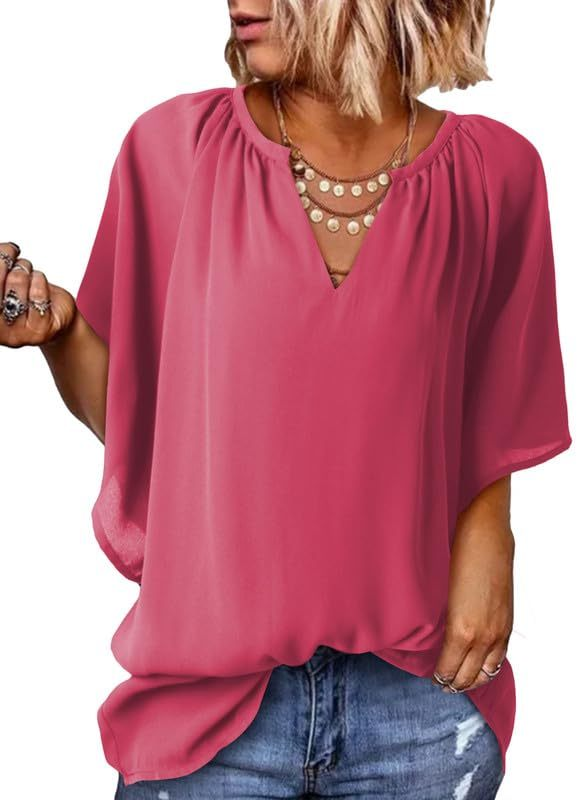 Women's Lightweight V Neck Flowy Blouse