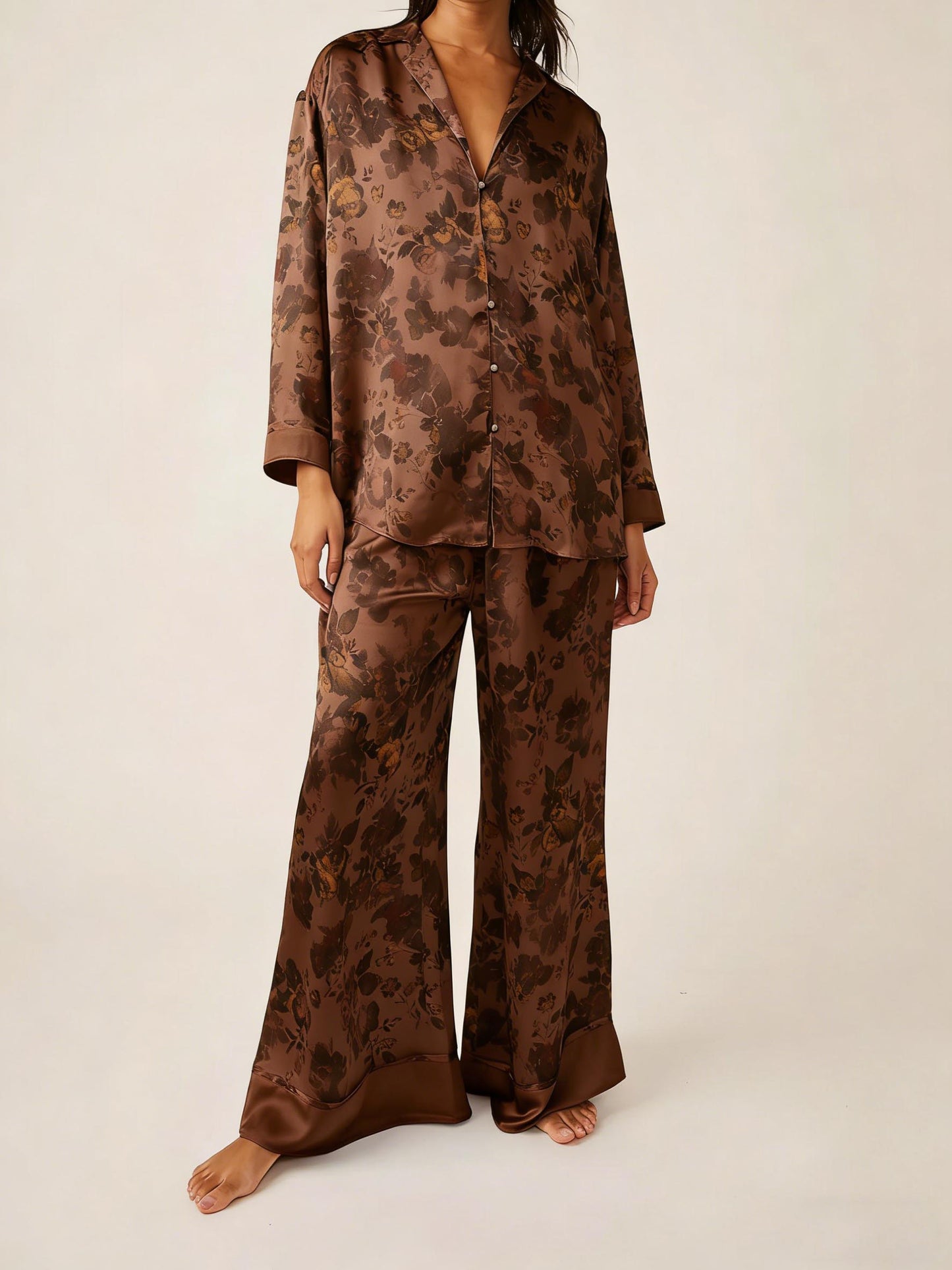 Women's Watercolor Bloom Silky Pajama Set