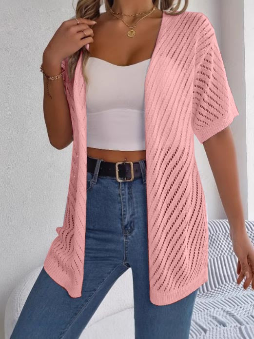 Women's Summer Hollow Out Open Front Knit Cardigan