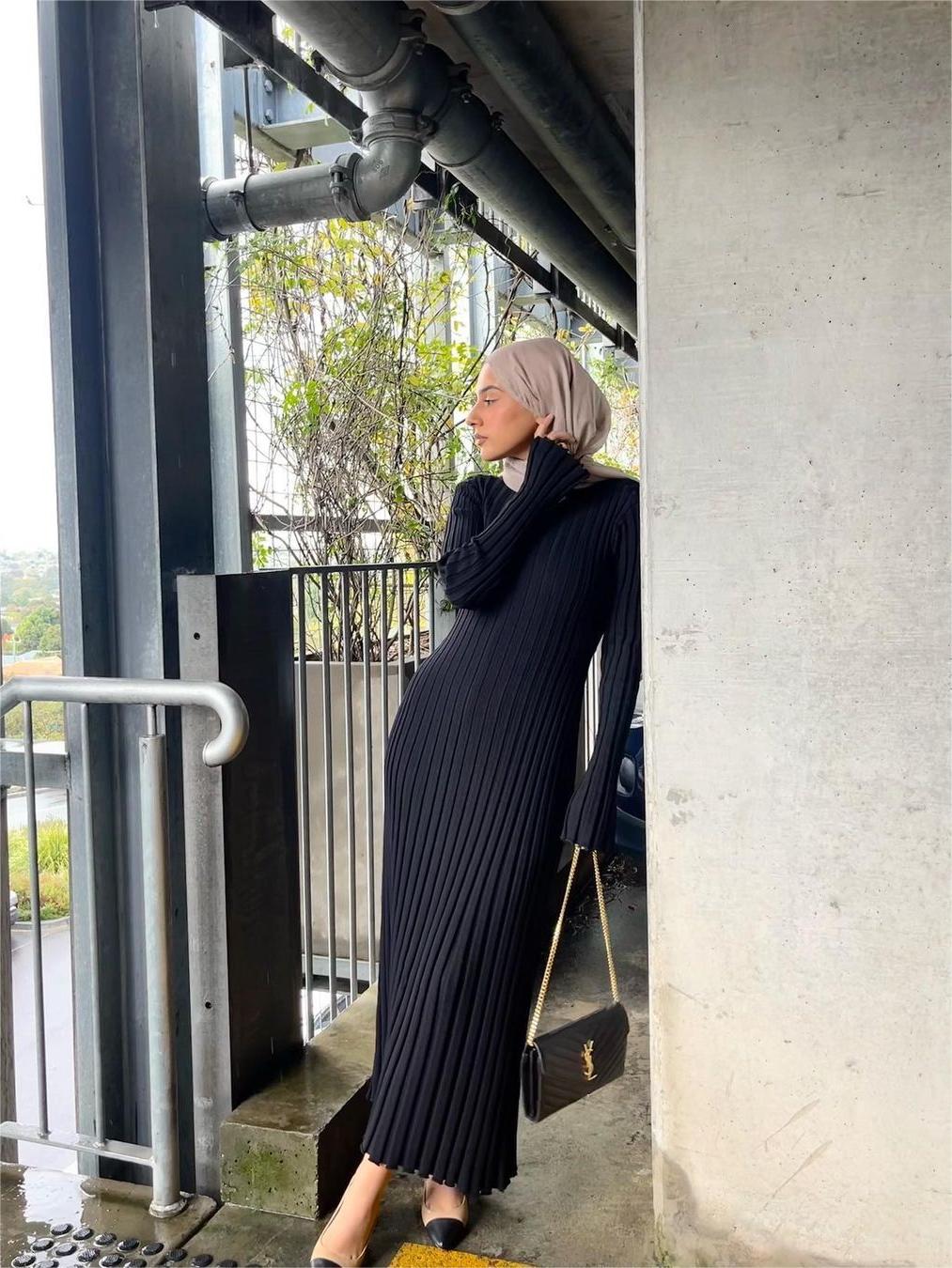 Fall New Sleeved Knit Midi Dress
