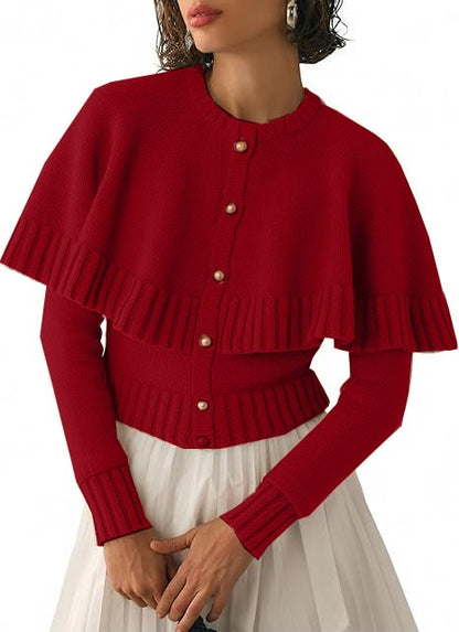 Women's  Long Sleeve Fall Knit Cape Sweaters