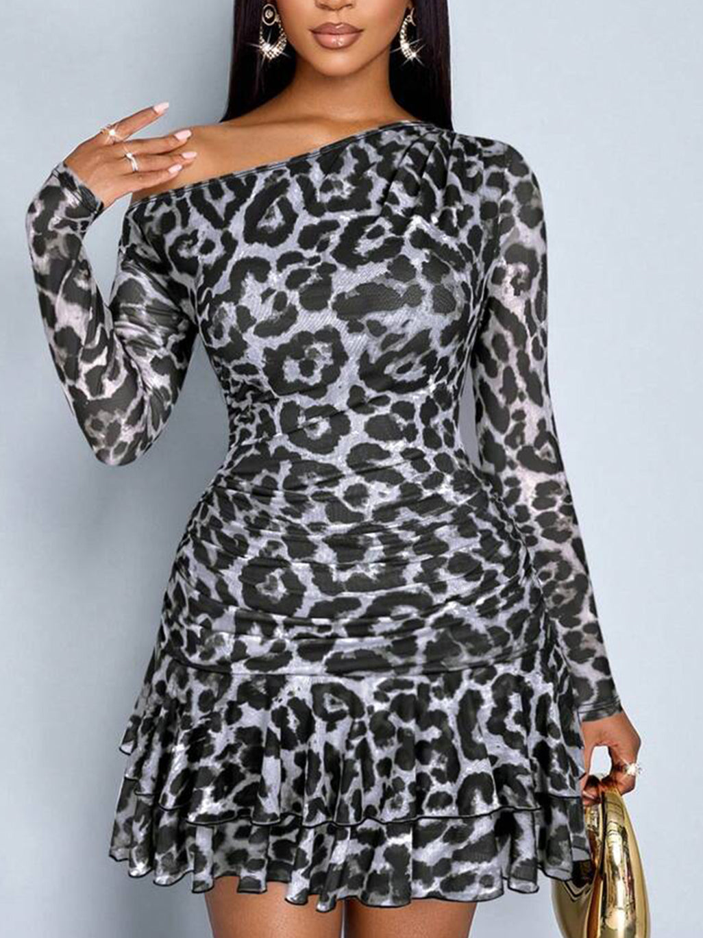 Women's Leopard Off-Shoulder Mini Dress