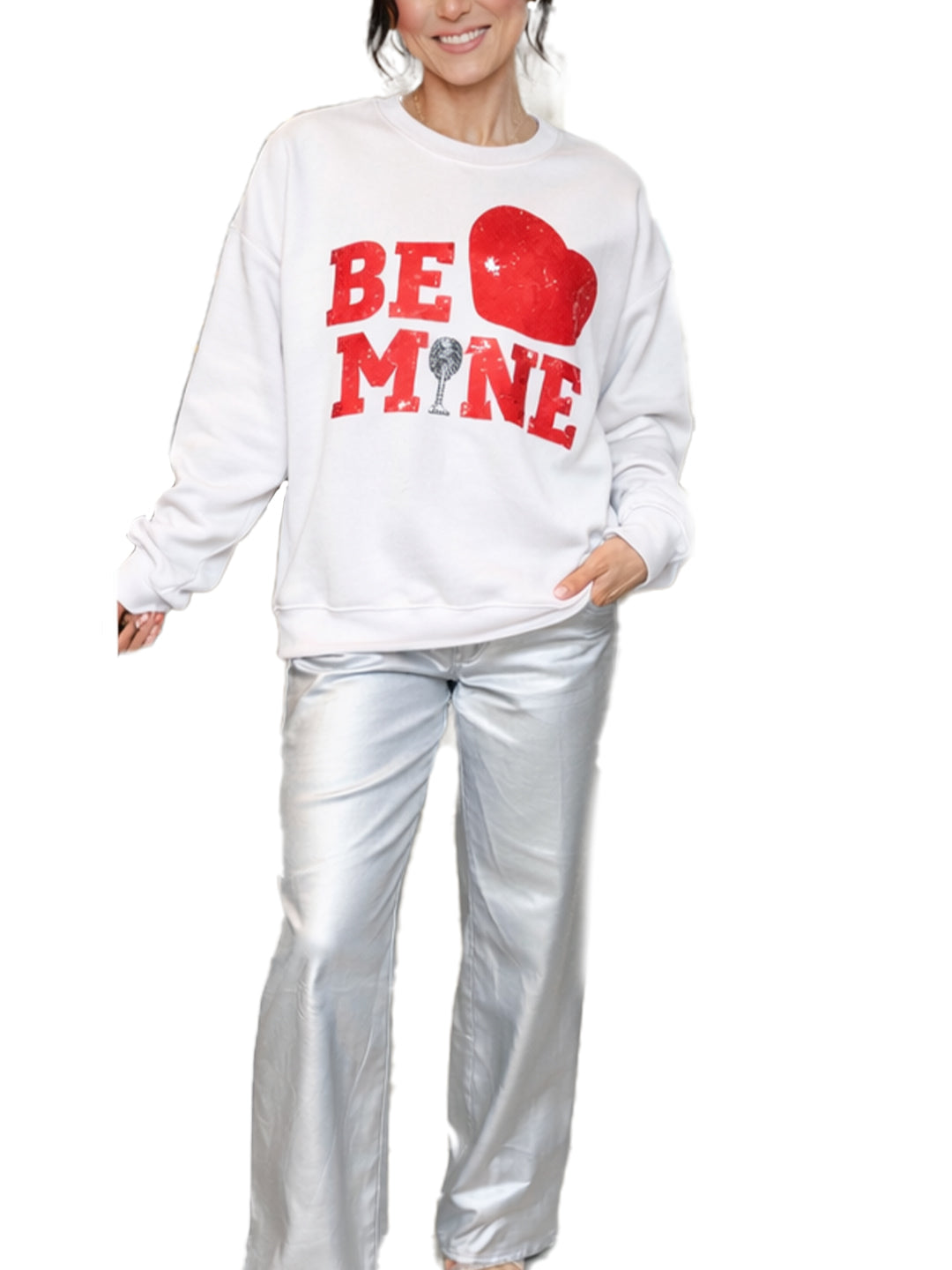 Valentine¡¯s Day Be Mine Sequined Sweatshirt