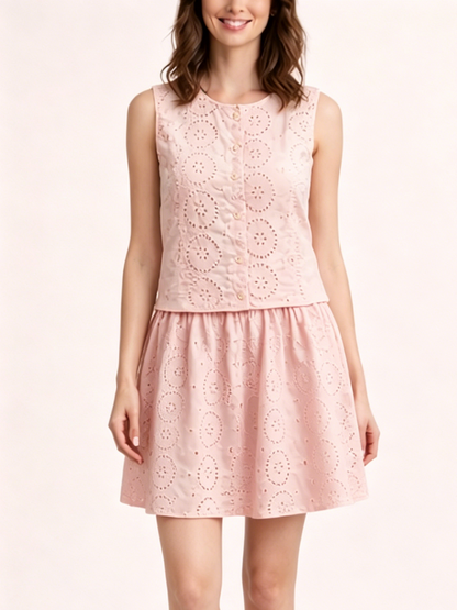 Women's Graceful Hollow-Out Sleeveless Two-Piece Dress