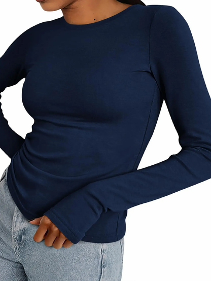 Women’s Stretchy Basic Long‑Sleeve Blouse