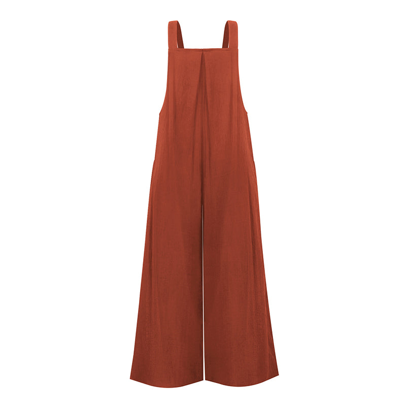 Pocketed Cotton And Linen Breathable Wide Leg Pants