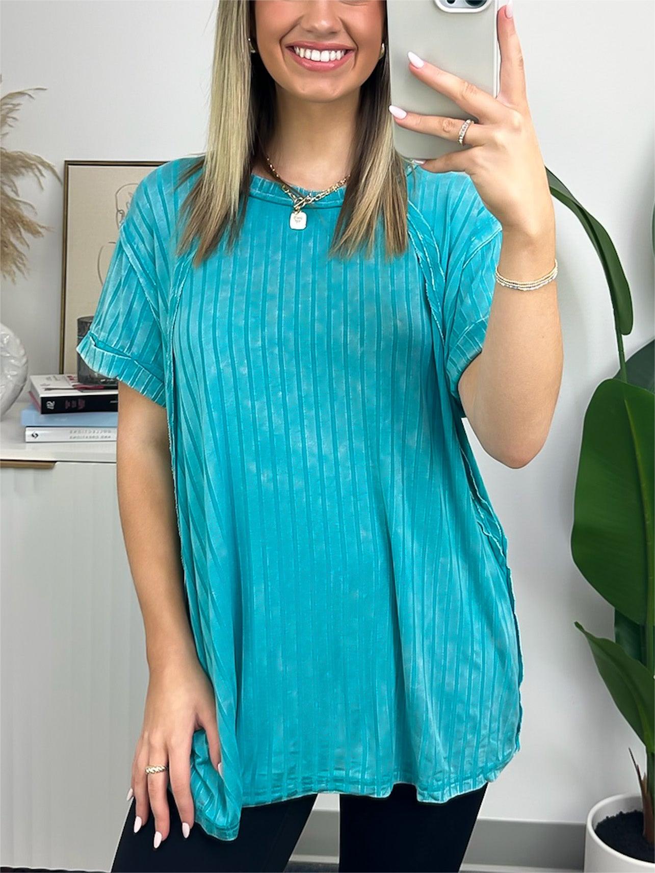 Women's Slouchy Ribbed Mineral Wash Tee