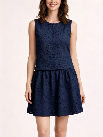 Women's Graceful Hollow-Out Sleeveless Two-Piece Dress