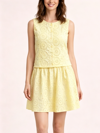 Women's Graceful Hollow-Out Sleeveless Two-Piece Dress