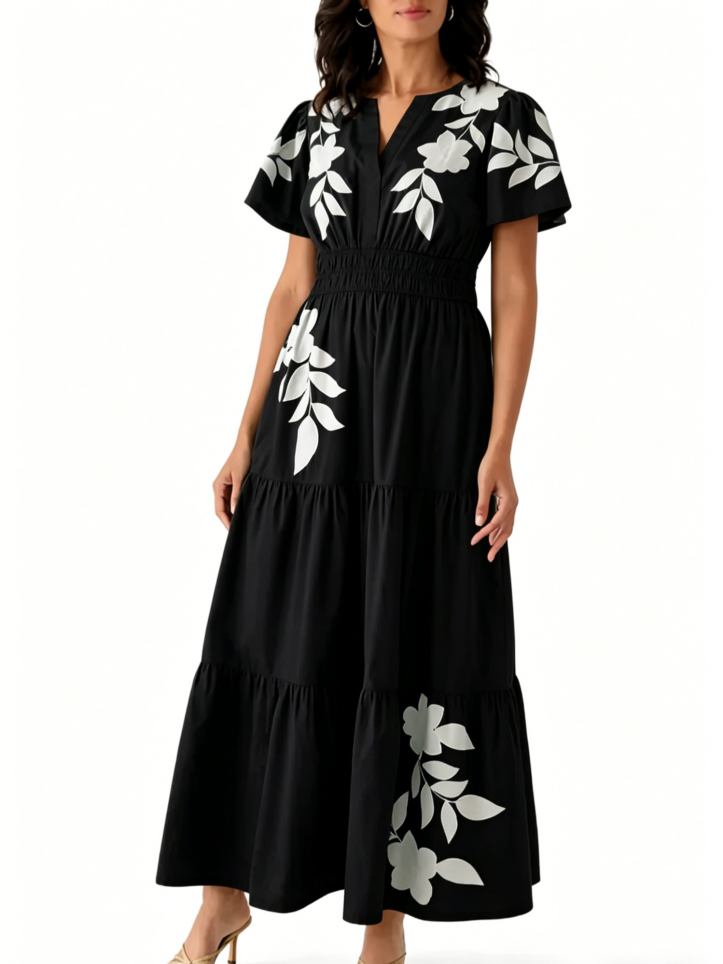 Women's Casual Smocked Waist Maxi Dress