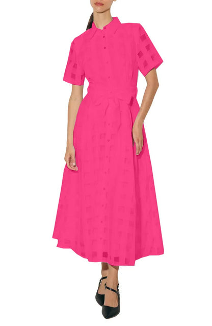 Women's Button Down Organza Maxi Shirt Dress