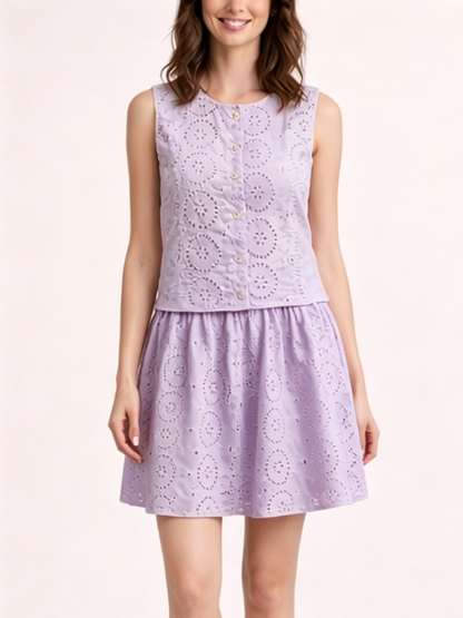 Women's Graceful Hollow-Out Sleeveless Two-Piece Dress