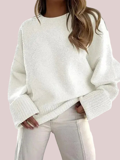 Women's Crewneck Oversized Fuzzy Knit Pullover