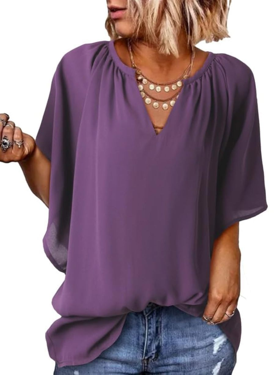 Women's Lightweight V Neck Flowy Blouse