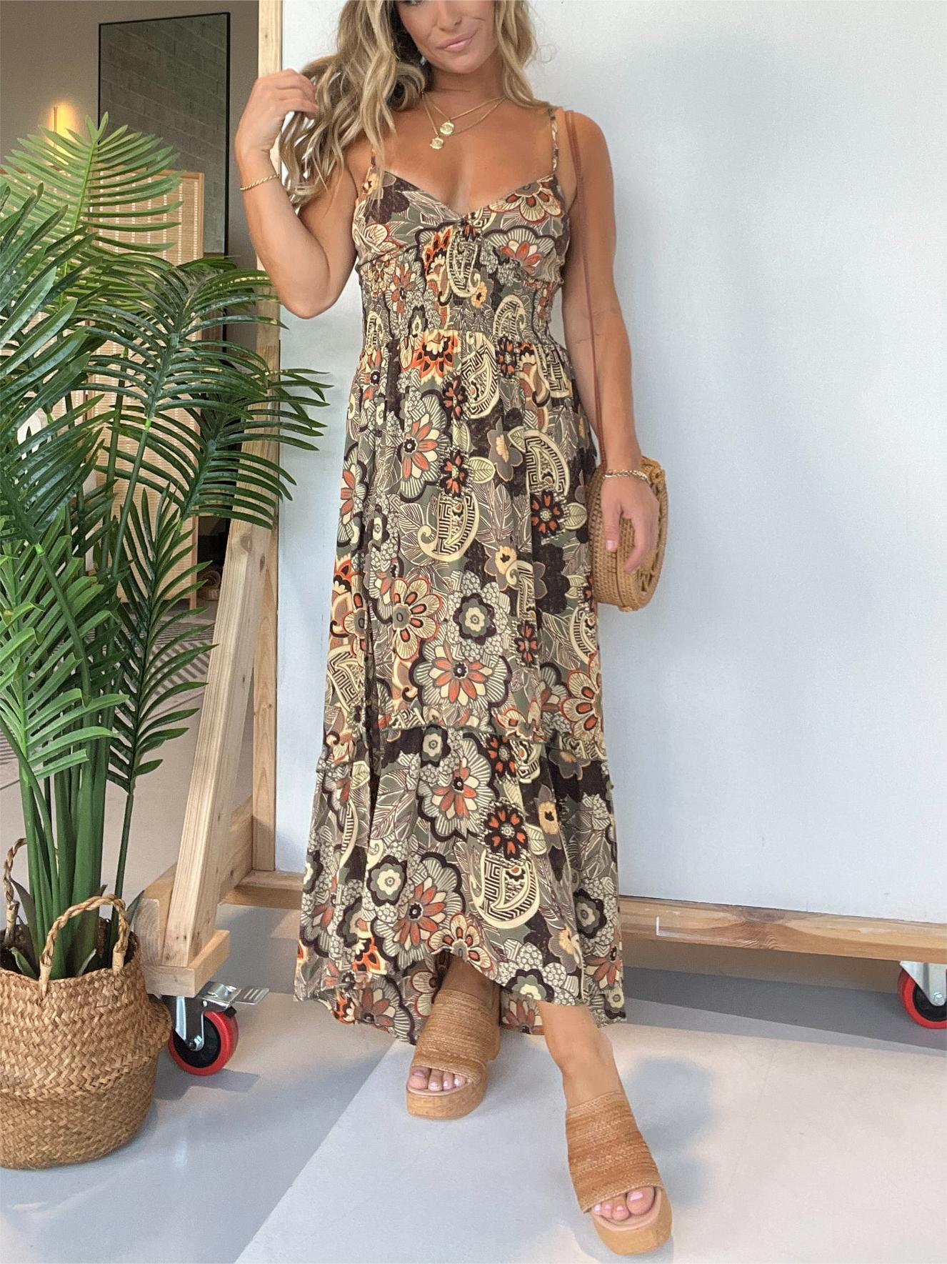 Women's Spaghetti Strap Floral Maxi Dress