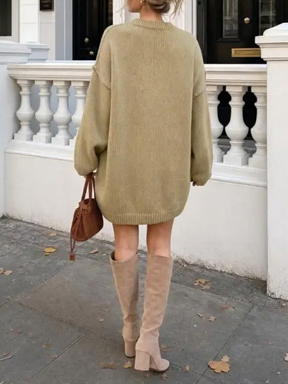 Women's Fall Loose Tunic Knit Sweater Dress