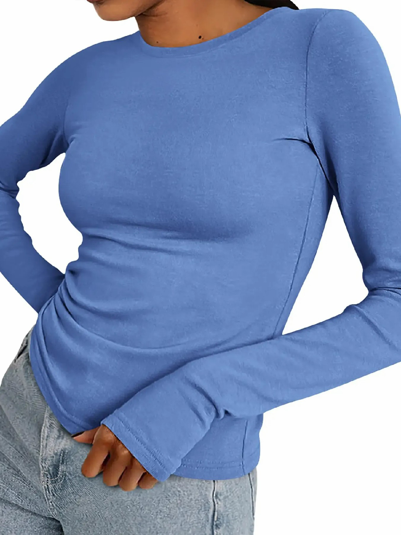 Women’s Stretchy Basic Long‑Sleeve Blouse