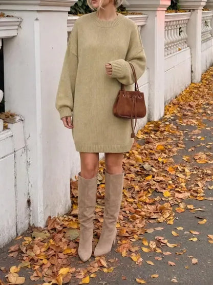 Women's Fall Loose Tunic Knit Sweater Dress