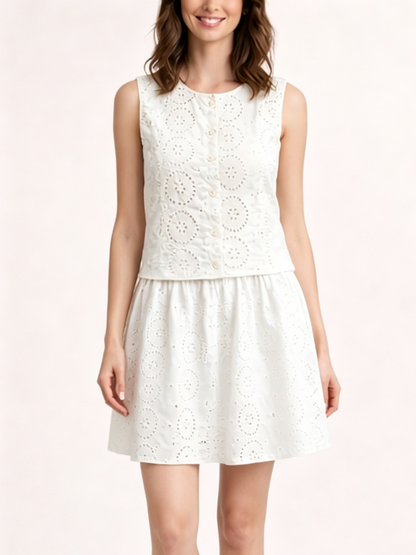 Women's Graceful Hollow-Out Sleeveless Two-Piece Dress