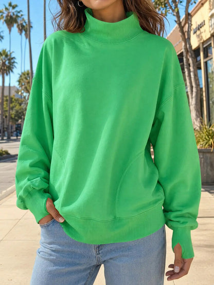 Women's Thumb‑Hole Mock Neck Sweatshirt
