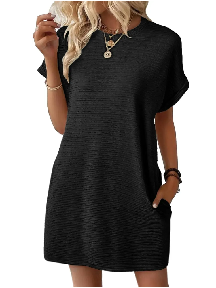 Women's Relaxed Fit Textured Tee Dress