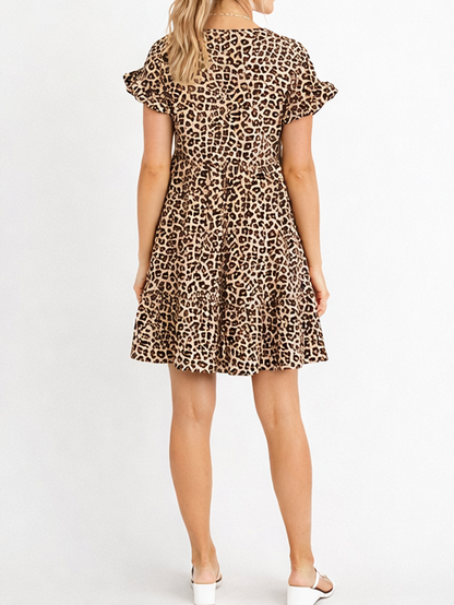Women's Spring & Summer Leopard Print Ruffle Dress