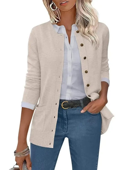 Women's 2026 Fall Casual Long Sleeve Crewneck Cardigans