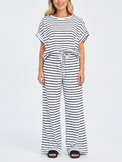 Women's Casual Striped Two Piece Co Ord Set