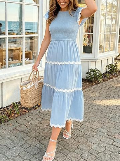Women's Contrast Ric Rac Maxi Dress