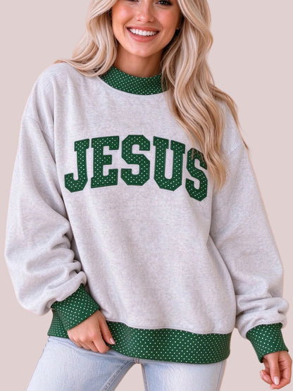 Women's JESUS Graphic Polka Dot Sweatshirt