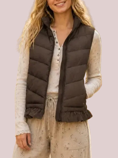 Women's Ruffle Hem Puffer Vest