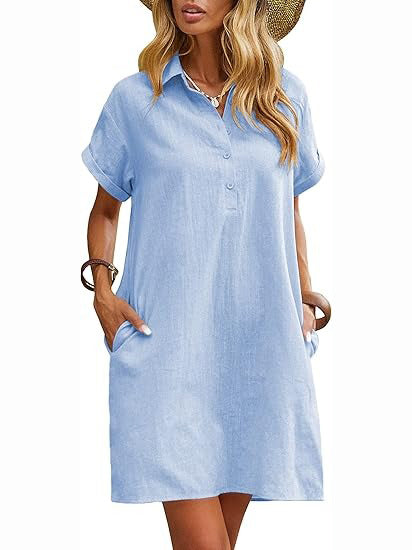 Women's Casual Summer Cotton Shirt Dress