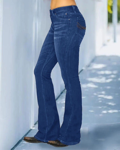 Women's Mid Waist Retro Bootcut Pants