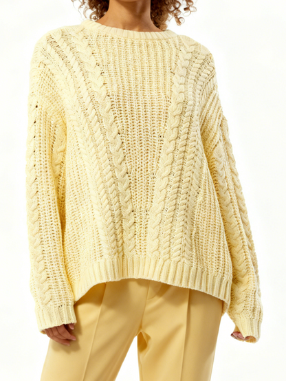 Women's Crew Neck Cable Knit Sweater