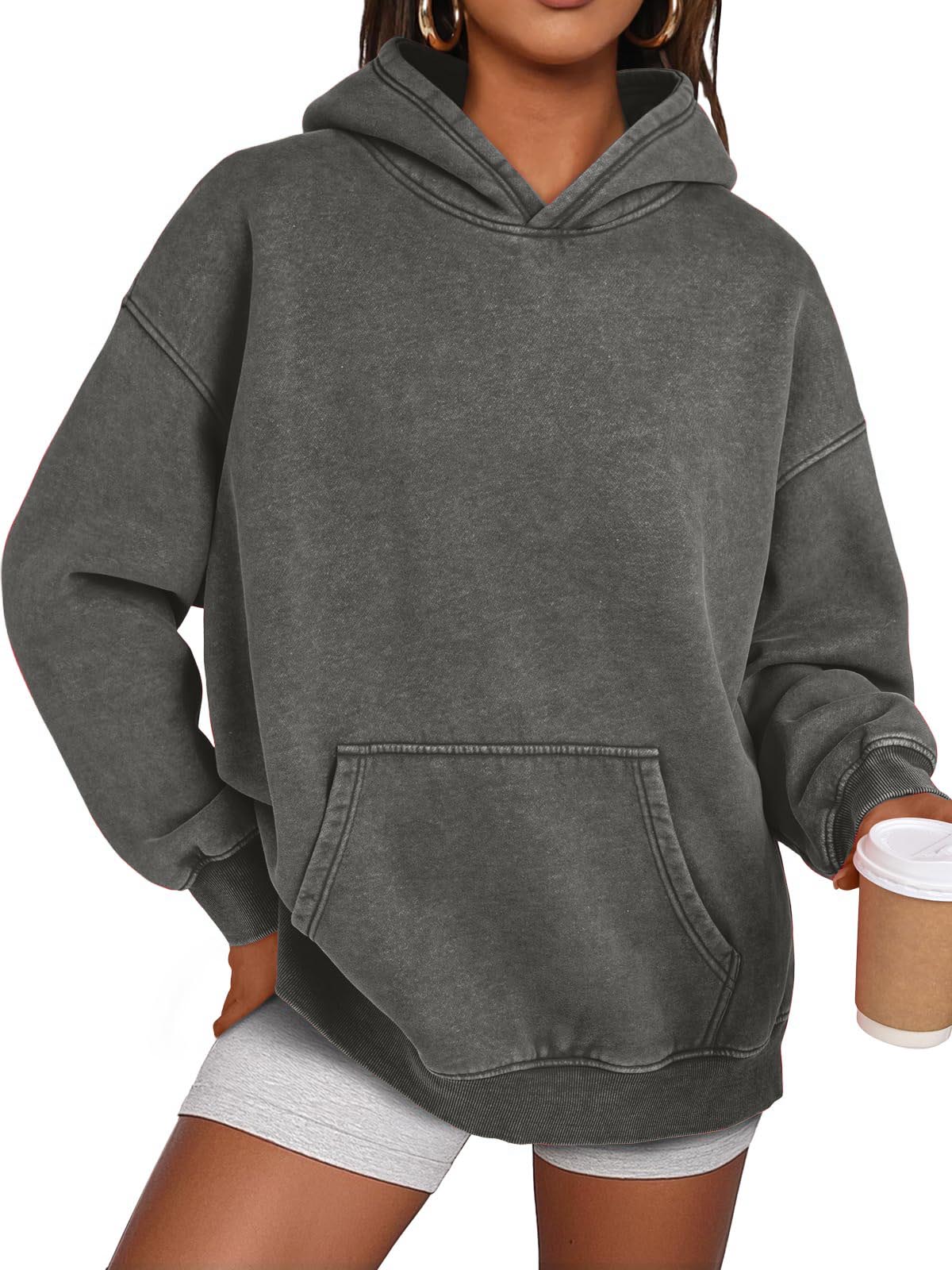 Women's Casual Oversized Acid Wash Hoodie Pullover