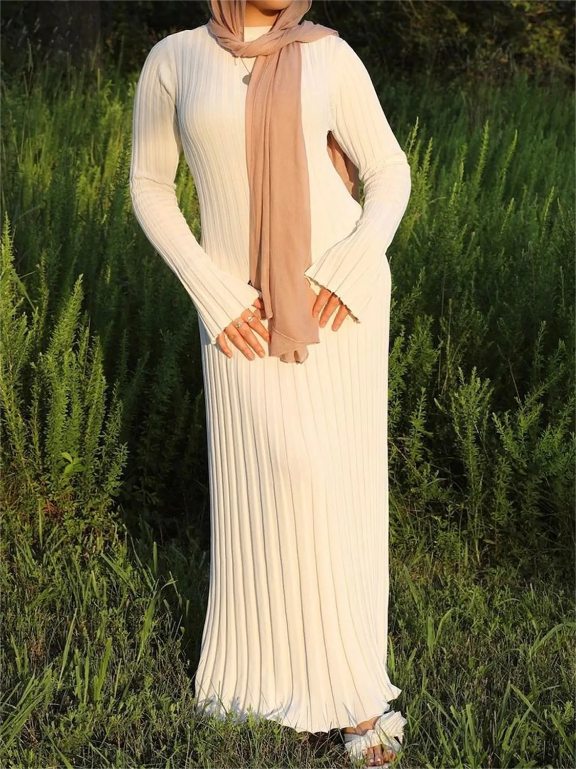 Fall New Sleeved Knit Midi Dress