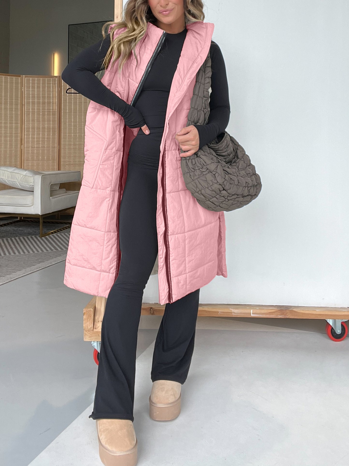 Women's Oversized Zipper Long Vest