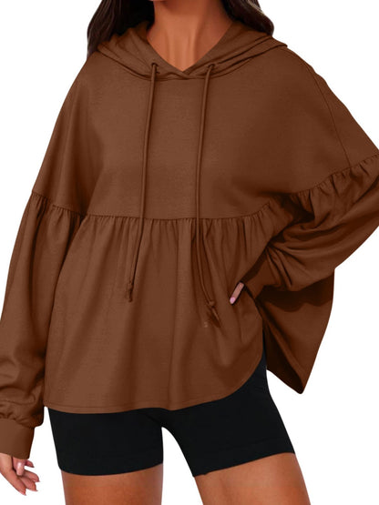 Women's Casual Pleated Tiered Ruffle Hoodies Sweatshirts