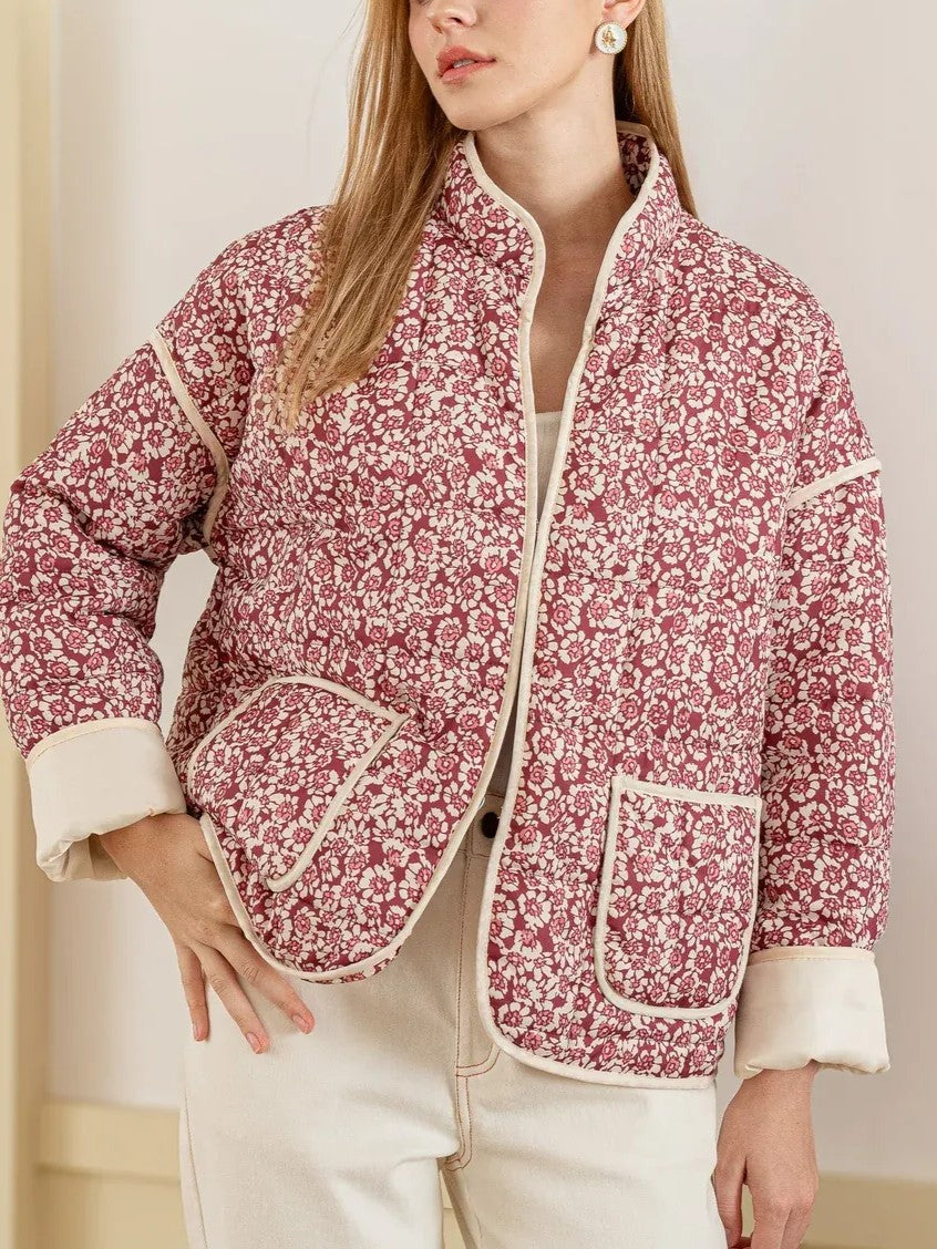 Women's Floral Pattern Quilted Outerwear