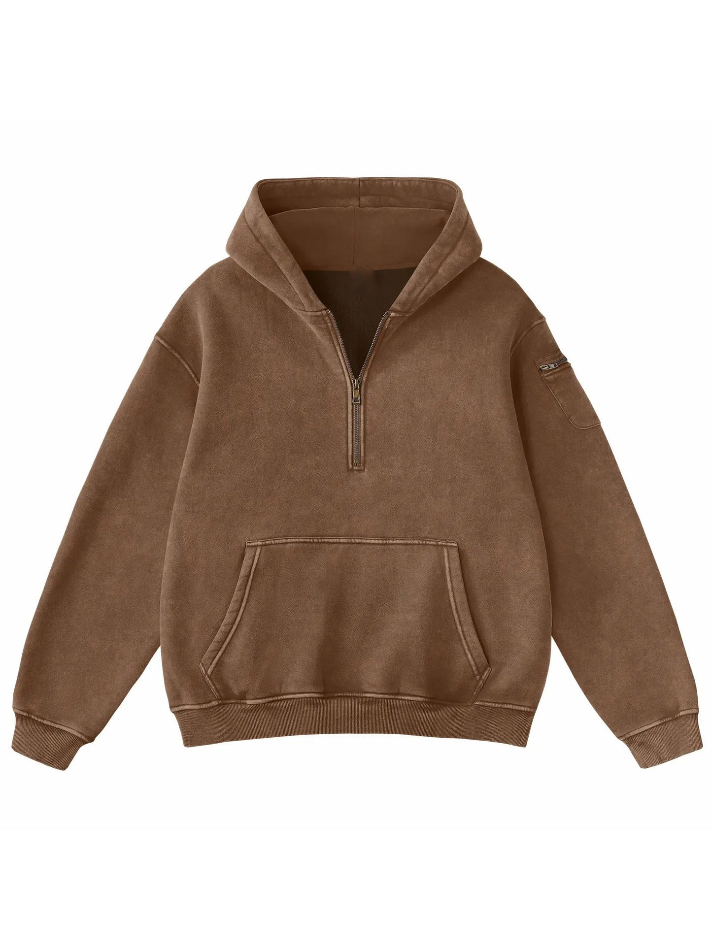 Vintage Half‑Zip Pocket Hoodie