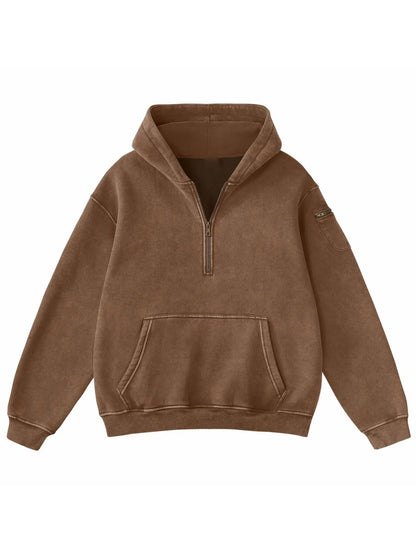 Vintage Half‑Zip Pocket Hoodie