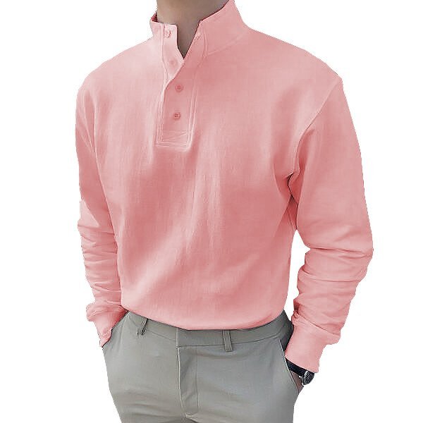 Gentleman's Simple Stand-up Collar Long Sleeved Polo Shirt
