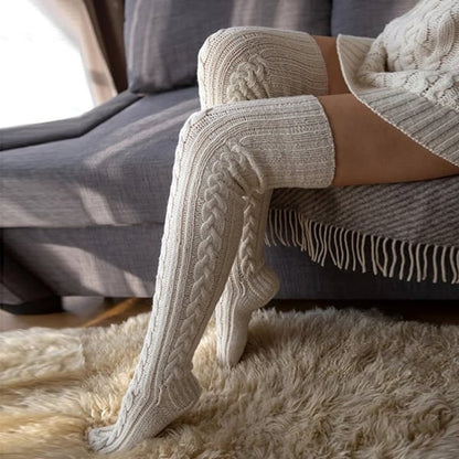Winter Warm Over Knee Extra Long Knitted Socks
