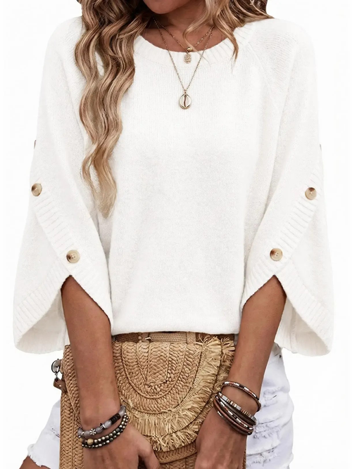 Women's Oversized 3/4 Sleeve Knit Pullover Top